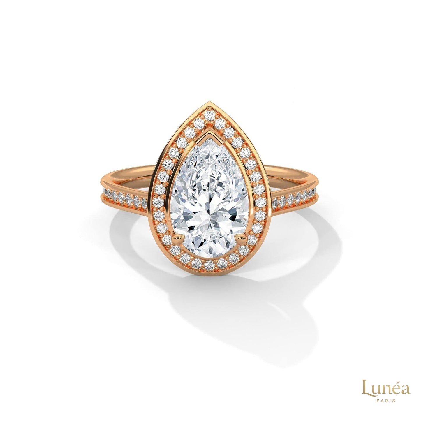 2.35 Ct. Pear Halo Lab Diamond Engagement Ring