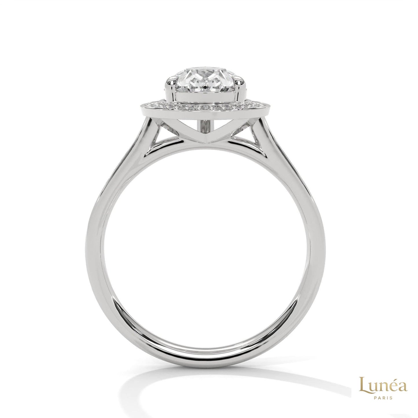 2.35 Ct. Pear Halo Lab Diamond Engagement Ring