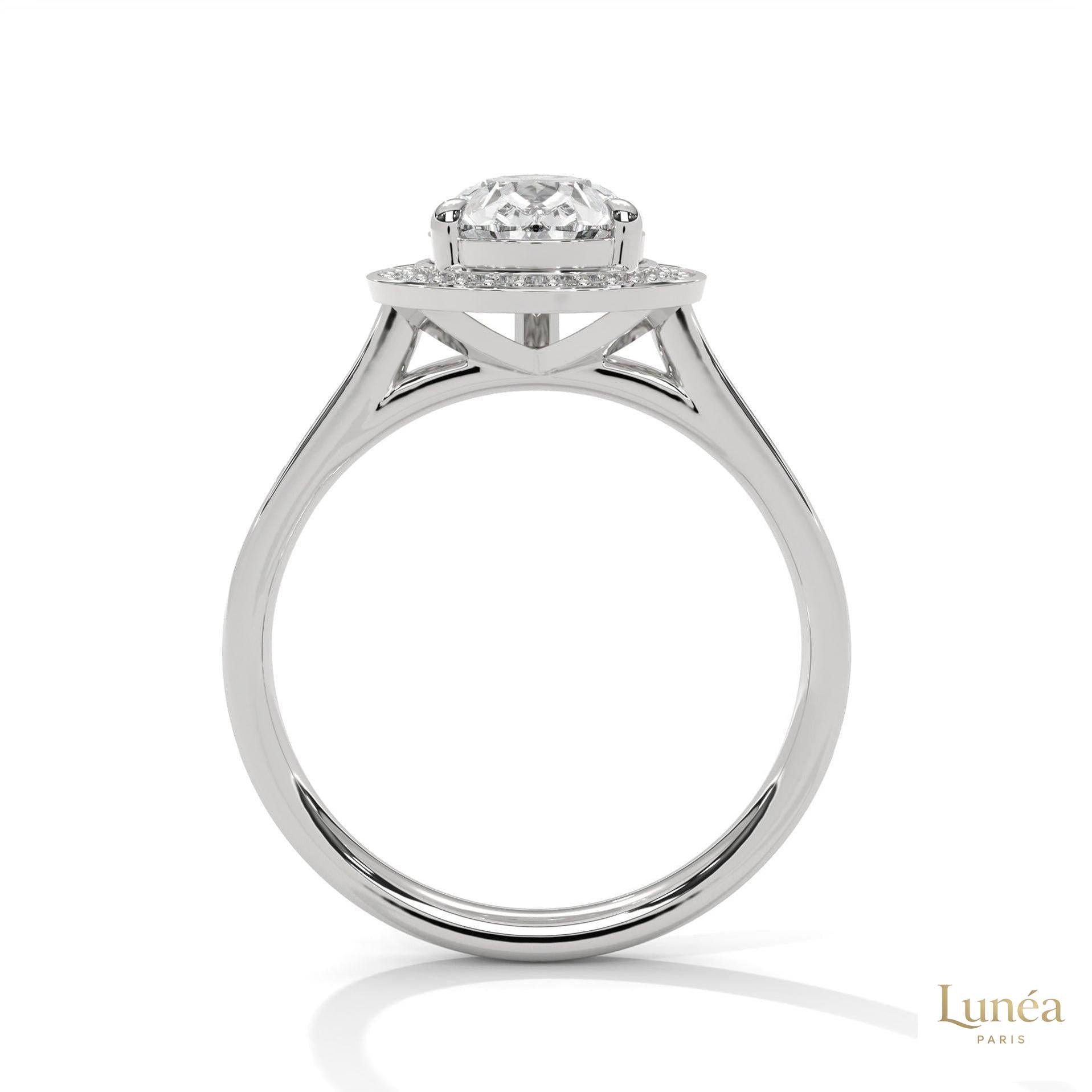 2.35 Ct. Pear Halo Lab Diamond Engagement Ring