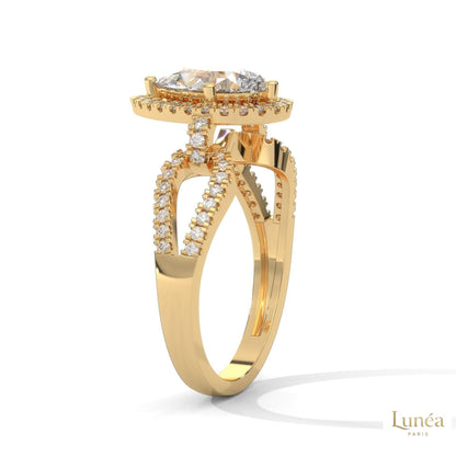 2.35 Ct. Pear Halo Lab Diamond Engagement Ring