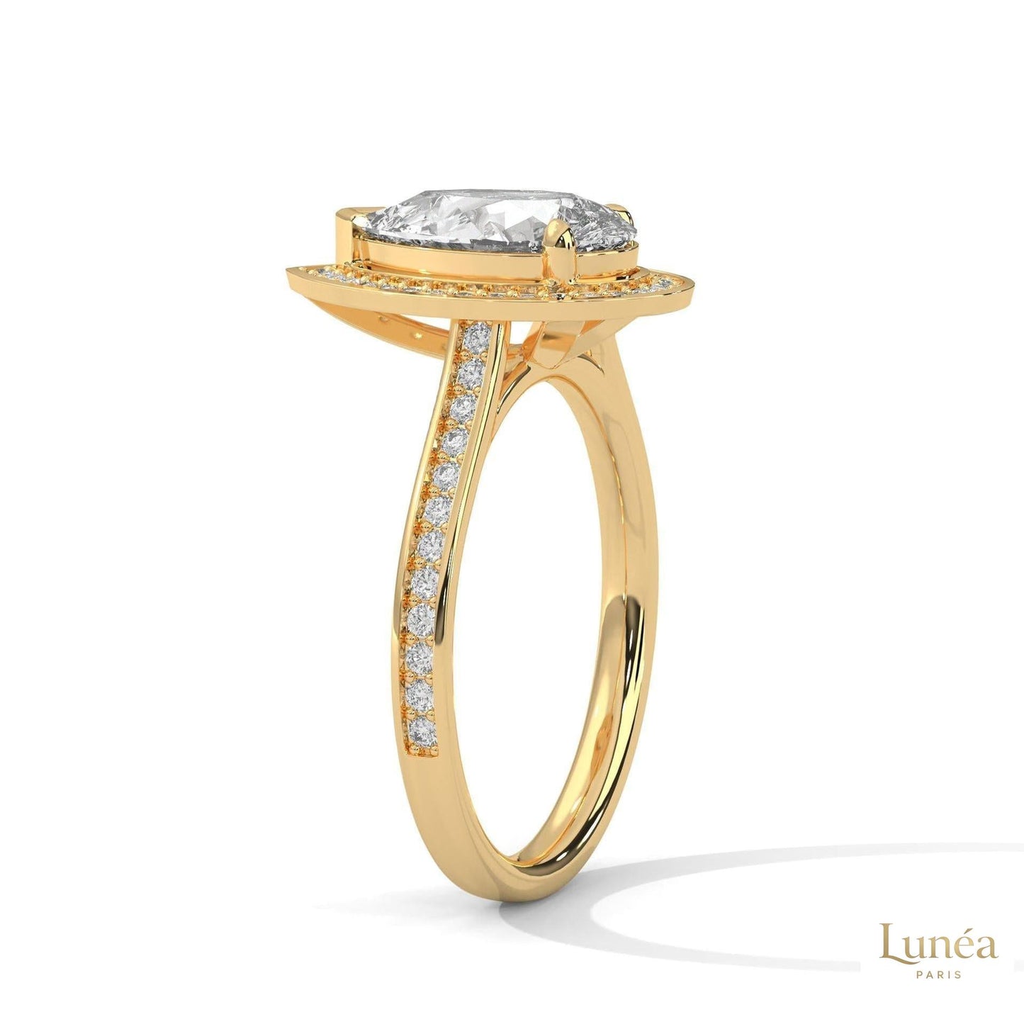 2.35 Ct. Pear Halo Lab Diamond Engagement Ring