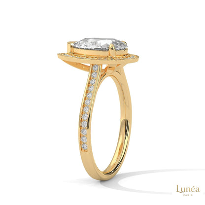 2.35 Ct. Pear Halo Lab Diamond Engagement Ring
