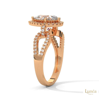 2.35 Ct. Pear Halo Lab Diamond Engagement Ring