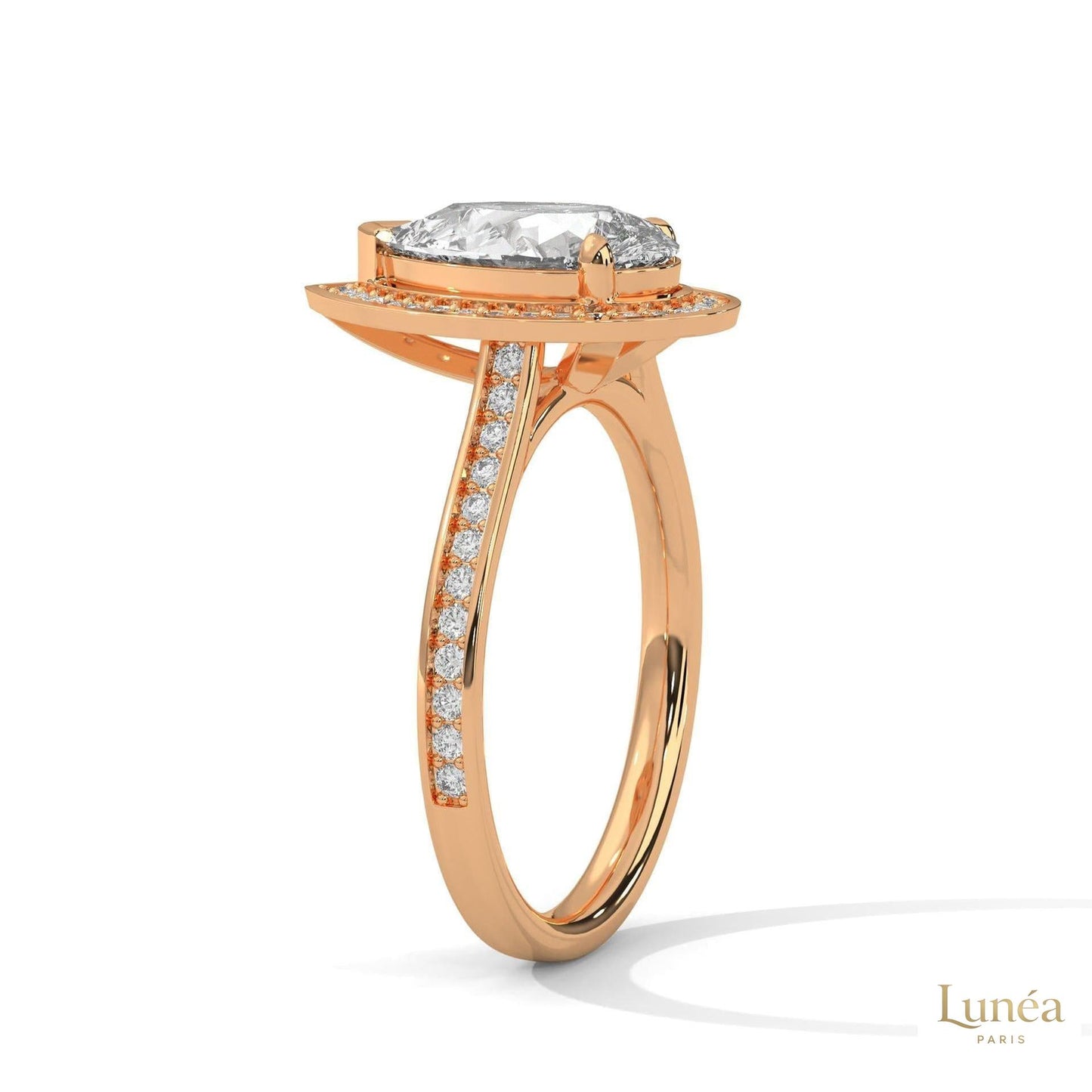 2.35 Ct. Pear Halo Lab Diamond Engagement Ring