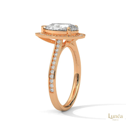 2.35 Ct. Pear Halo Lab Diamond Engagement Ring