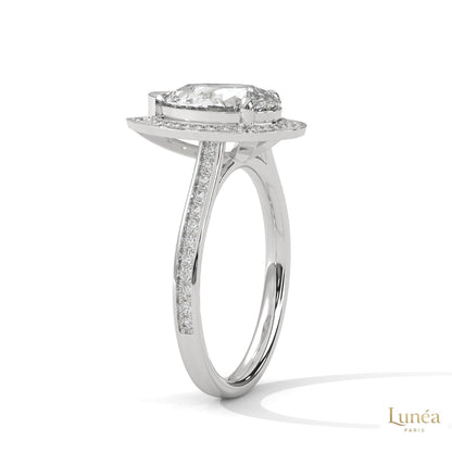 2.35 Ct. Pear Halo Lab Diamond Engagement Ring