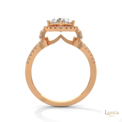 2.35 Ct. Pear Halo Lab Diamond Engagement Ring