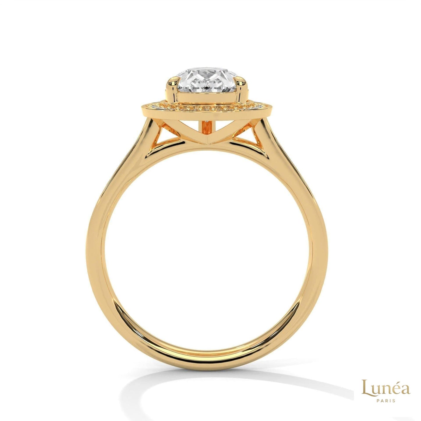2.35 Ct. Pear Halo Lab Diamond Engagement Ring