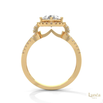 2.35 Ct. Pear Halo Lab Diamond Engagement Ring