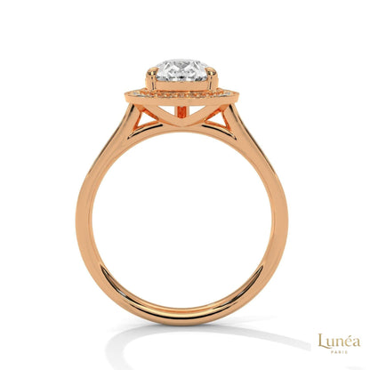 2.35 Ct. Pear Halo Lab Diamond Engagement Ring