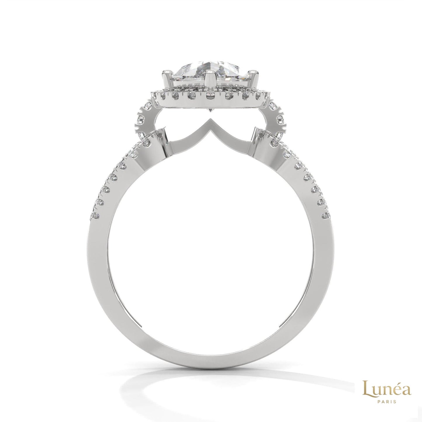 2.35 Ct. Pear Halo Lab Diamond Engagement Ring