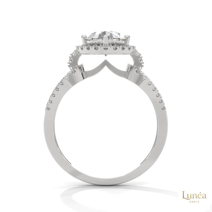 2.35 Ct. Pear Halo Lab Diamond Engagement Ring