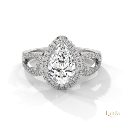 2.35 Ct. Pear Halo Lab Diamond Engagement Ring