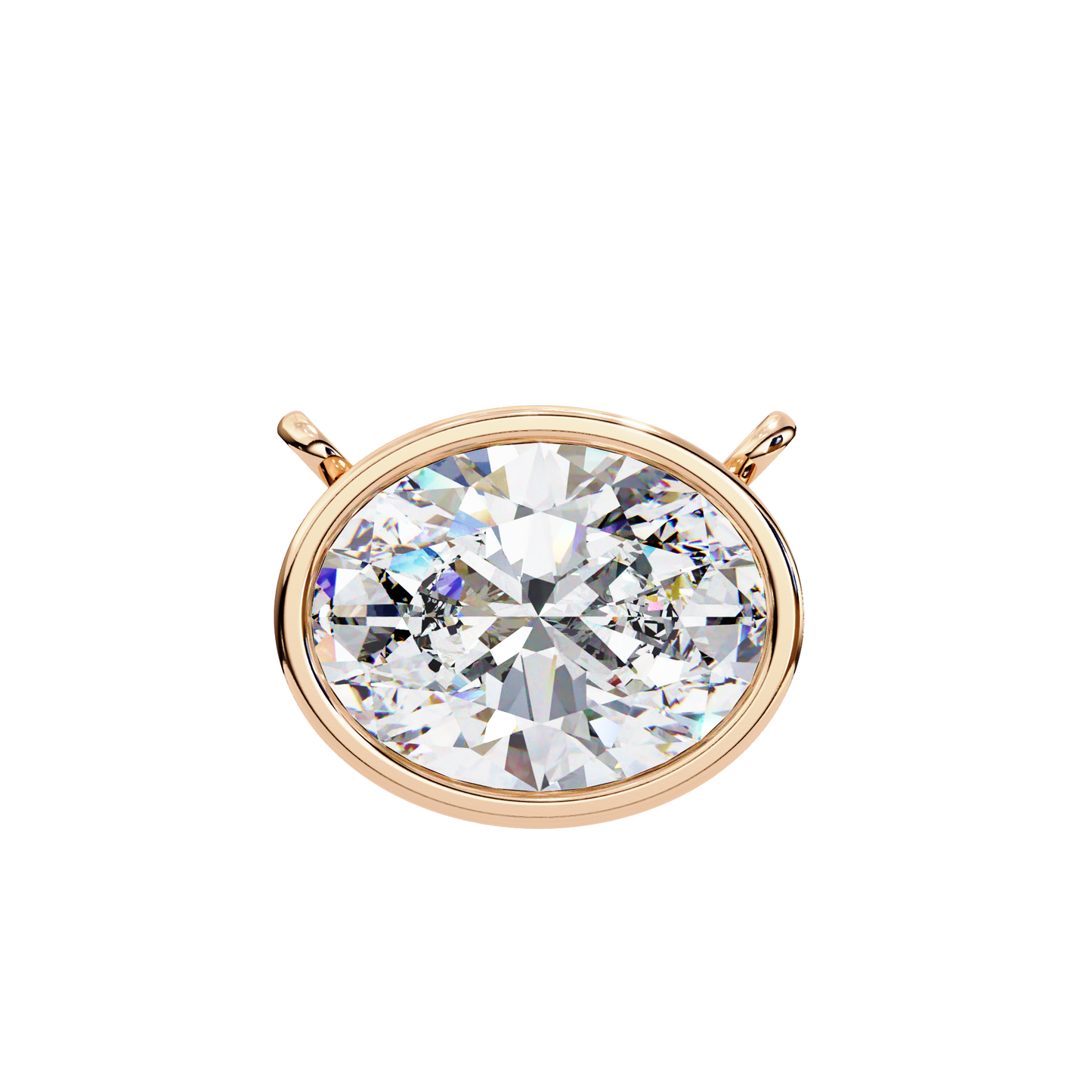 1.60 CT Oval Lab-Grown Diamond Bezel Pendant Necklace in 14K Gold & Platinum