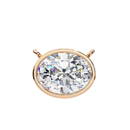 1.60 CT Oval Lab-Grown Diamond Bezel Pendant Necklace in 14K Gold & Platinum