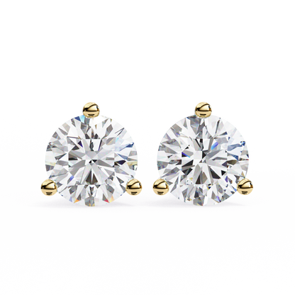 2.57 CTW Round Lab-Grown Diamond Three-Prong Martini Stud Earrings in 14K Gold