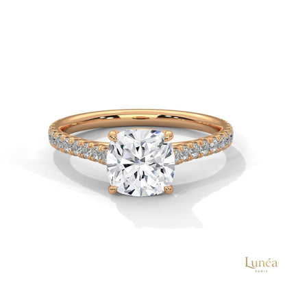 2.40 Ct. Cushion Pavé Solitaire Engagement Ring