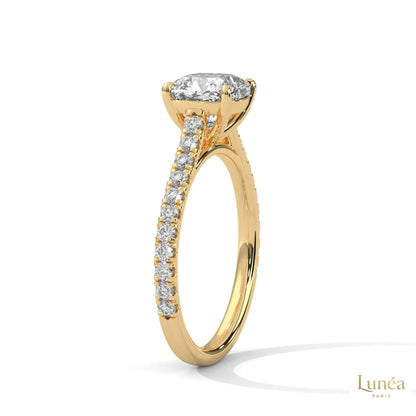 2.40 Ct. Cushion Pavé Solitaire Engagement Ring