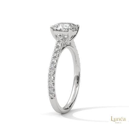 2.40 Ct. Cushion Pavé Solitaire Engagement Ring