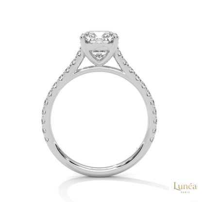 2.40 Ct. Cushion Pavé Solitaire Engagement Ring