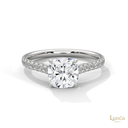 2.40 Ct. Cushion Pavé Solitaire Engagement Ring