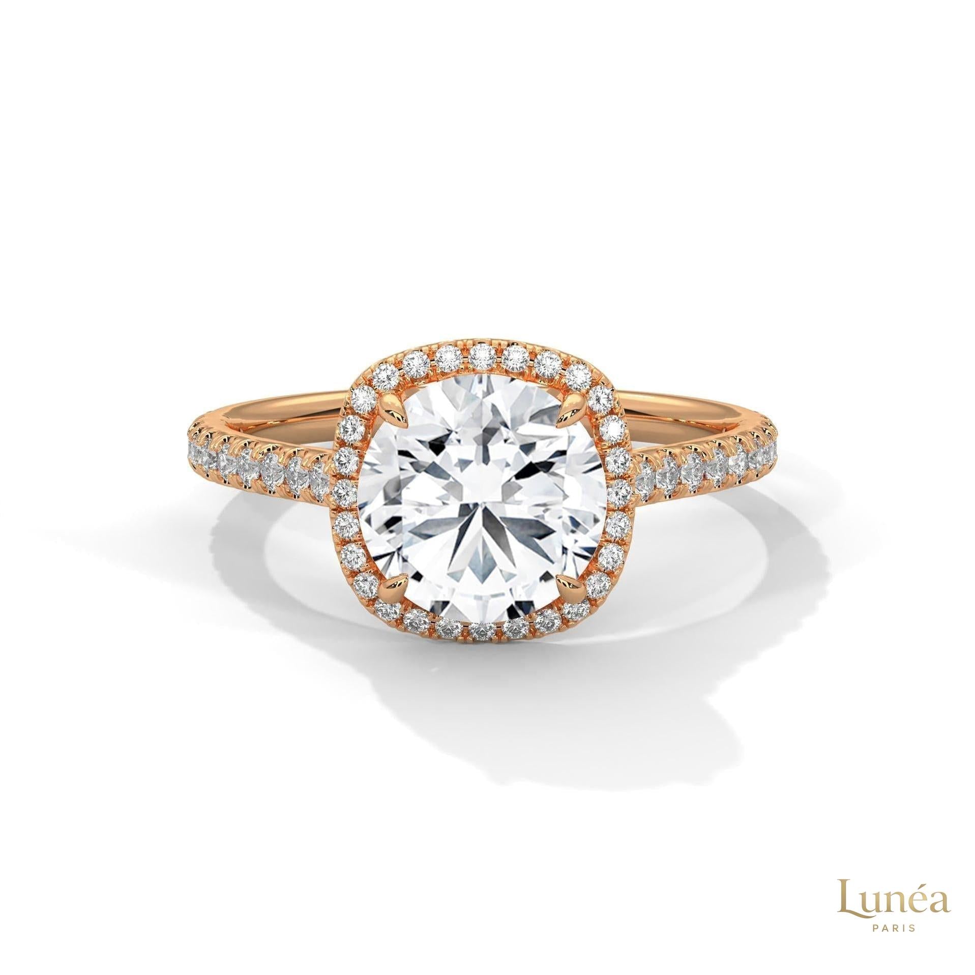 2.40 Ct. Halo Pavé Round Lab Diamond Engagement Ring