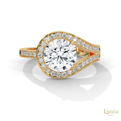 2.40 Ct. Twist Halo Lab Diamond Engagement Ring