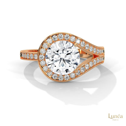 2.40 Ct. Twist Halo Lab Diamond Engagement Ring