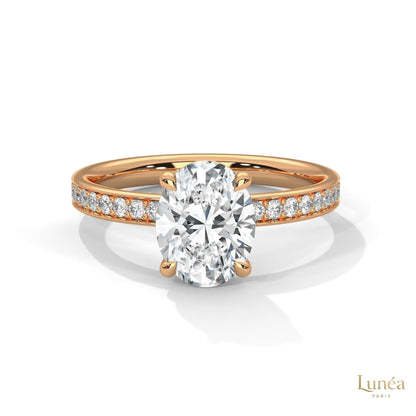 2.45 Ct. Oval Lab Diamond Pavé Engagement Ring