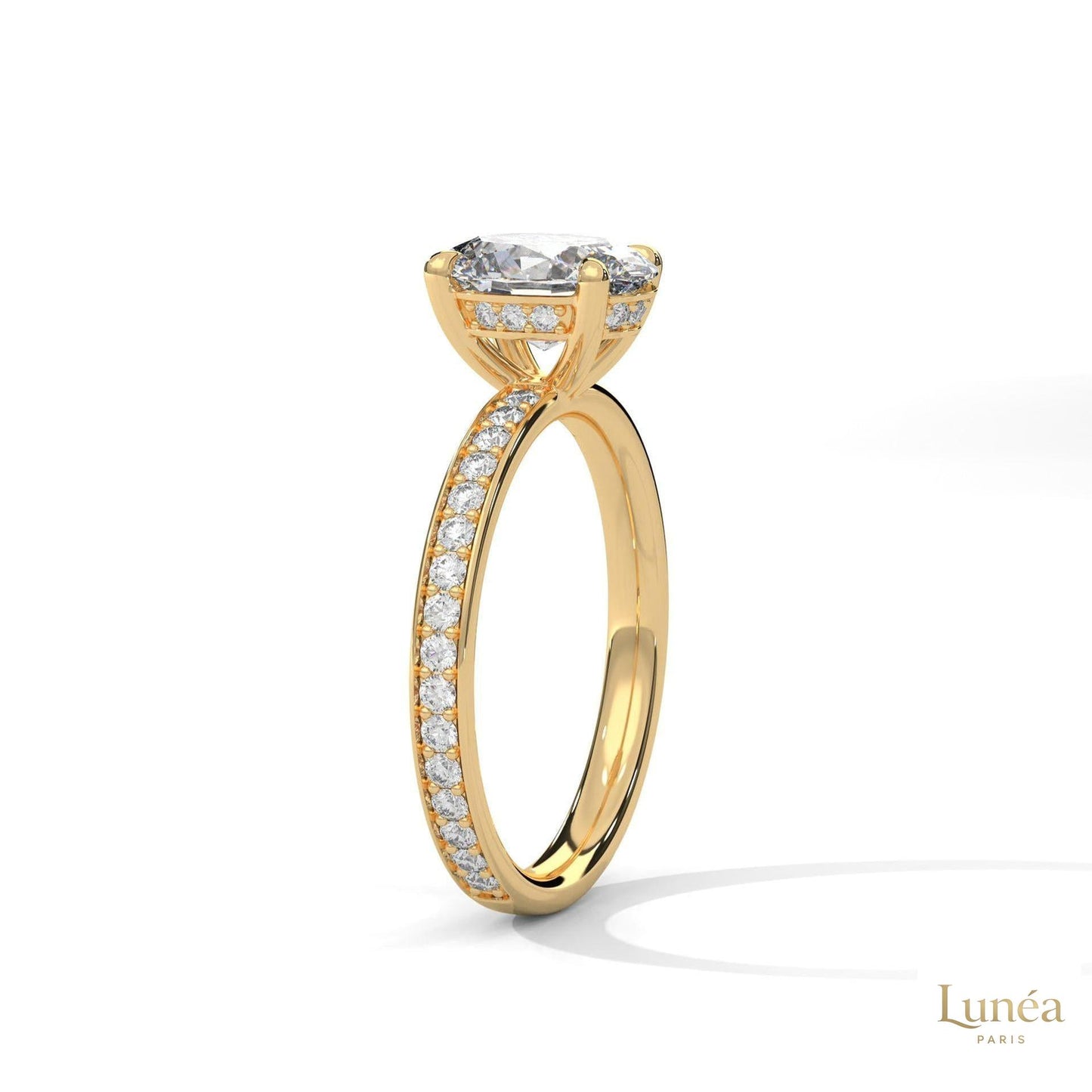 2.45 Ct. Oval Lab Diamond Pavé Engagement Ring