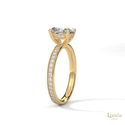 2.45 Ct. Oval Lab Diamond Pavé Engagement Ring
