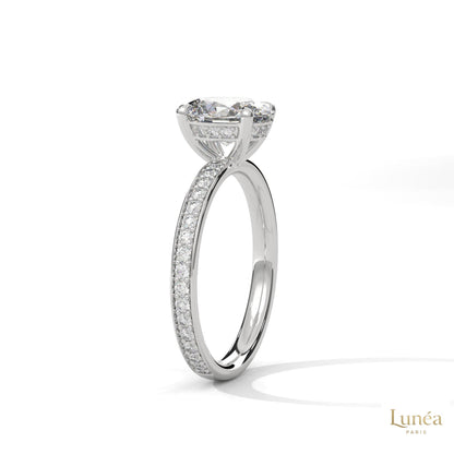 2.45 Ct. Oval Lab Diamond Pavé Engagement Ring