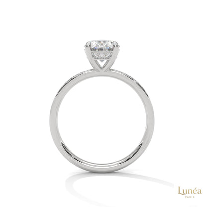 2.45 Ct. Oval Lab Diamond Pavé Engagement Ring