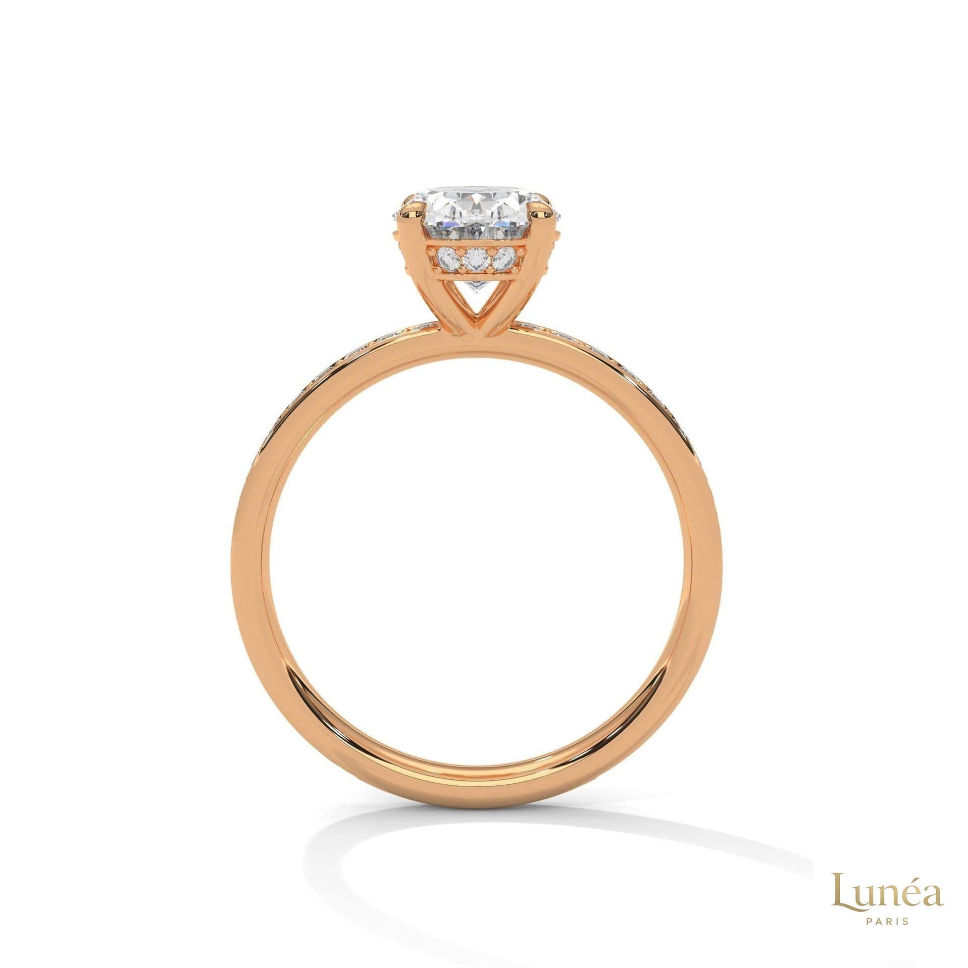 2.45 Ct. Oval Lab Diamond Pavé Engagement Ring