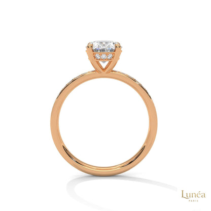 2.45 Ct. Oval Lab Diamond Pavé Engagement Ring