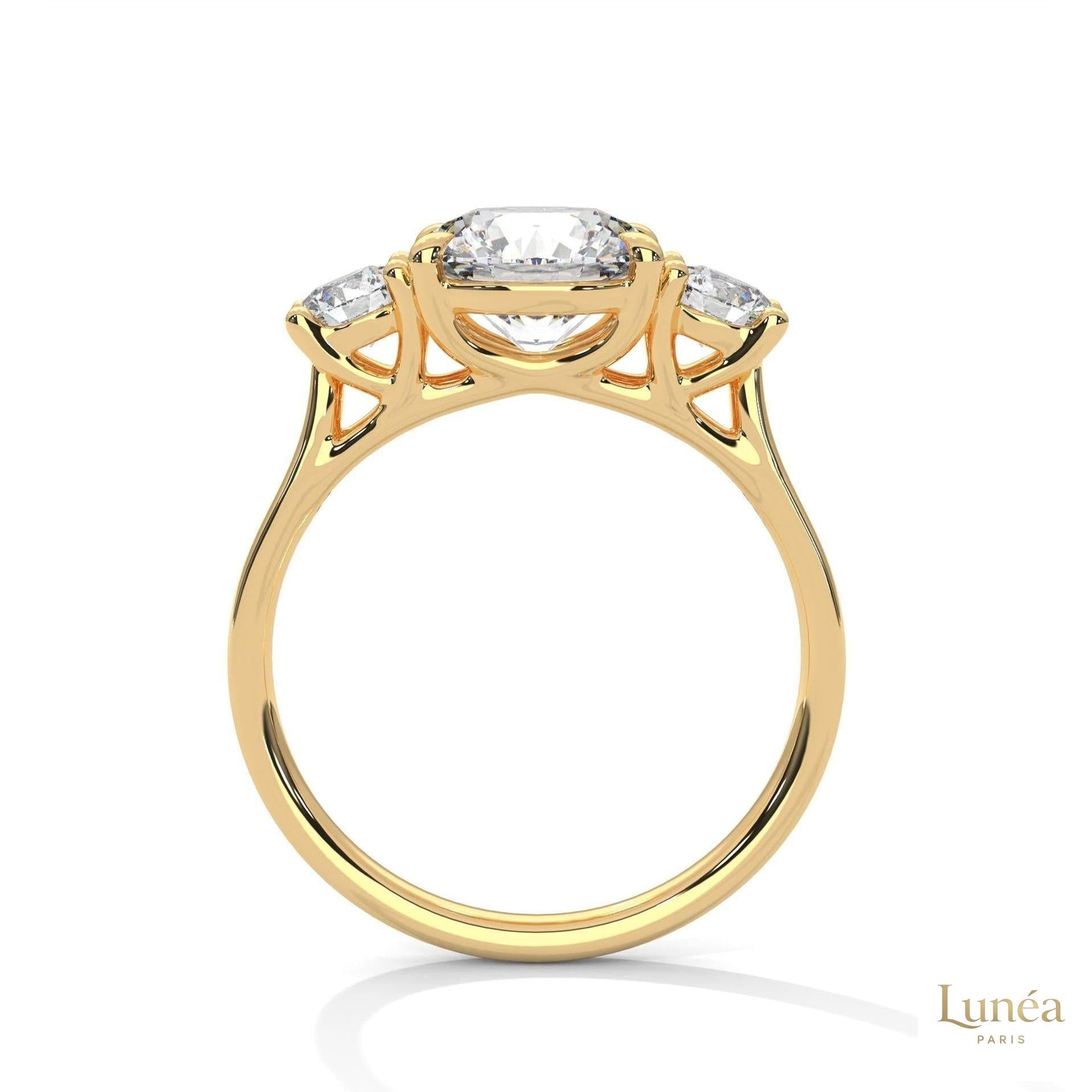 2.5 Ct. Three-Stone Lab Diamond Engagement Ring