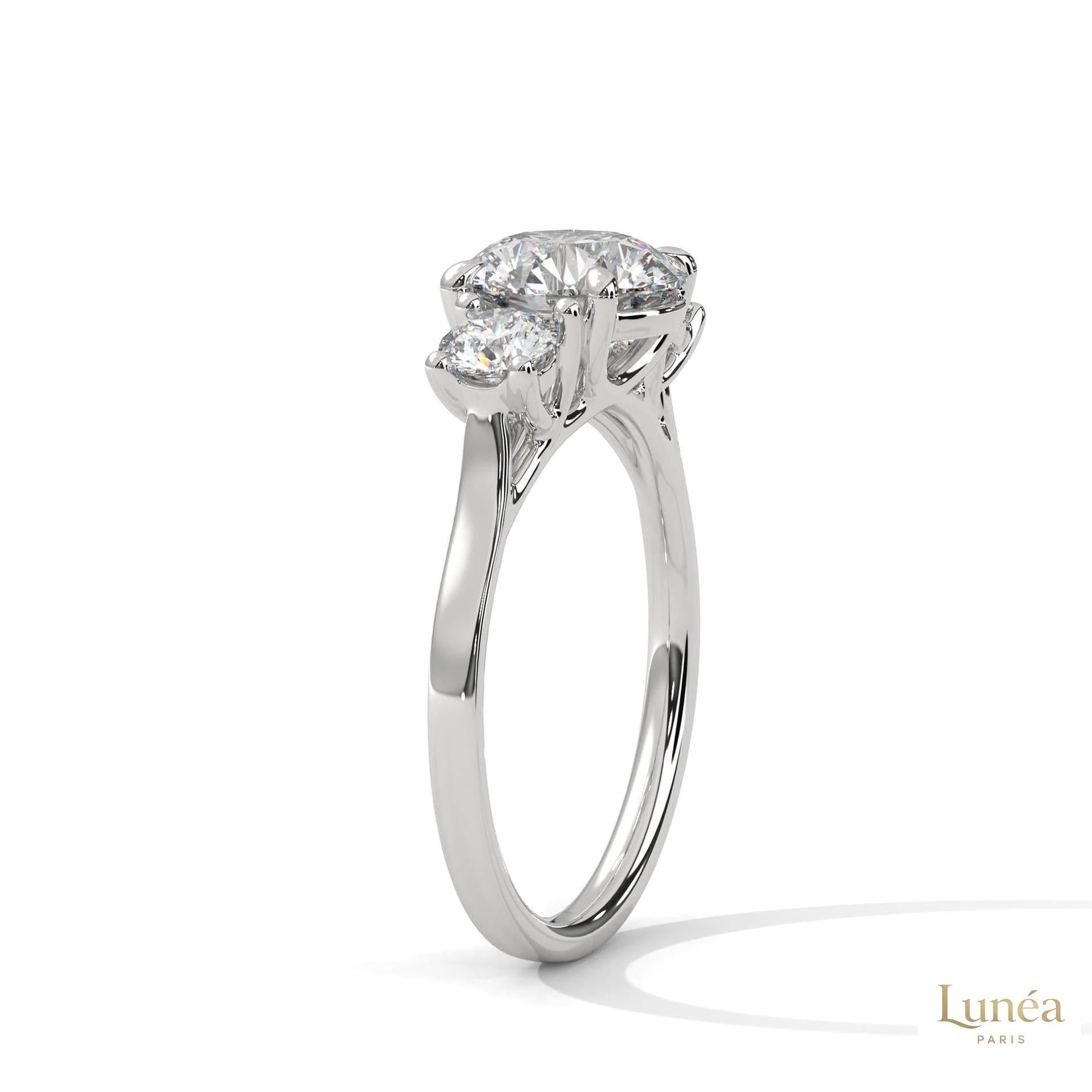 2.5 Ct. Three-Stone Lab Diamond Engagement Ring
