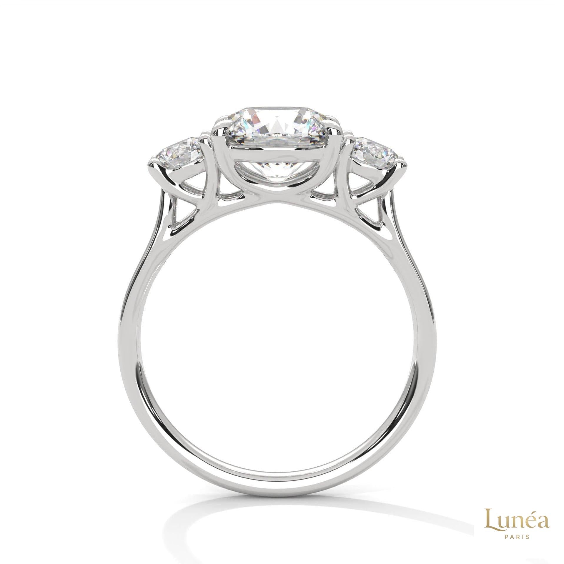 2.5 Ct. Three-Stone Lab Diamond Engagement Ring
