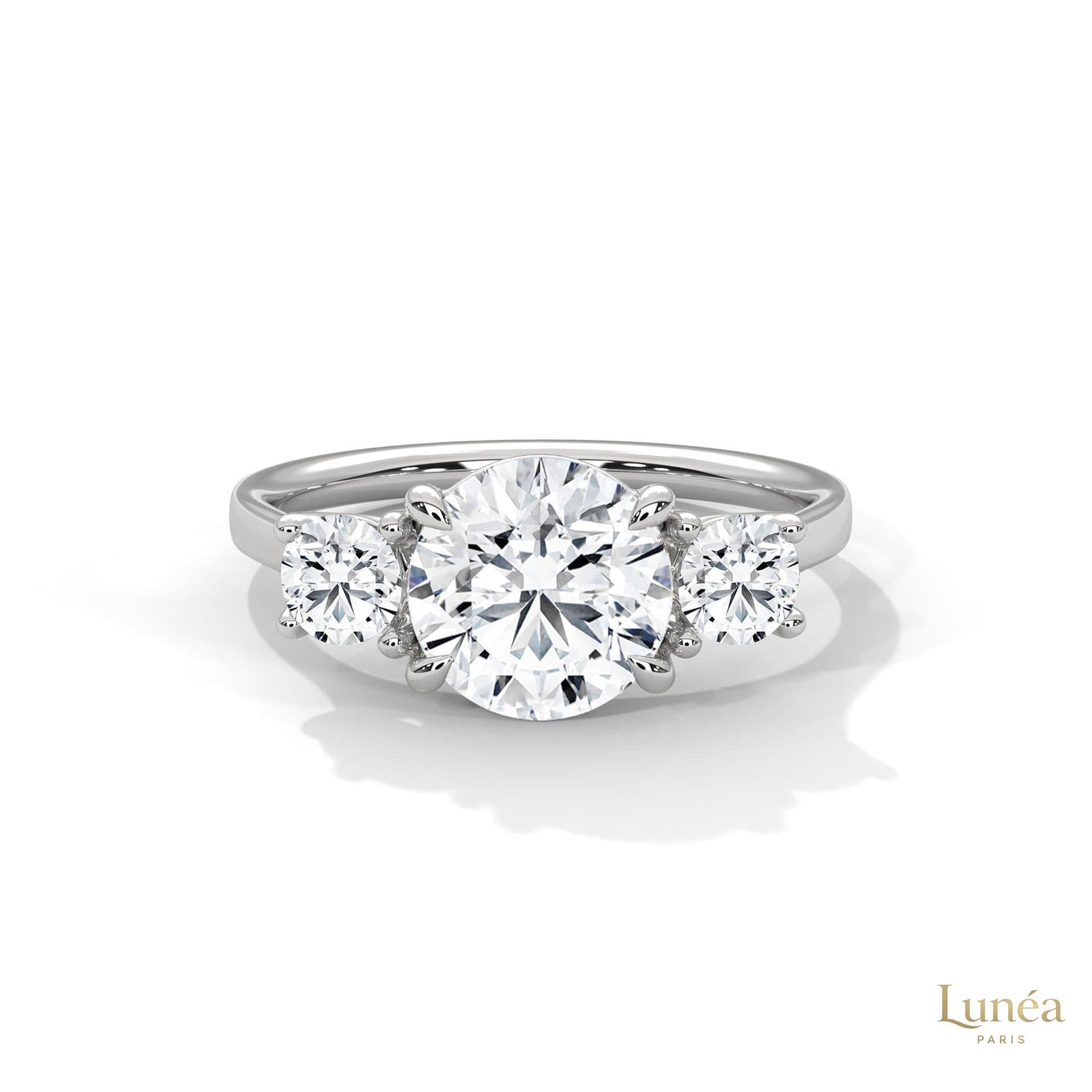 2.5 Ct. Three-Stone Lab Diamond Engagement Ring