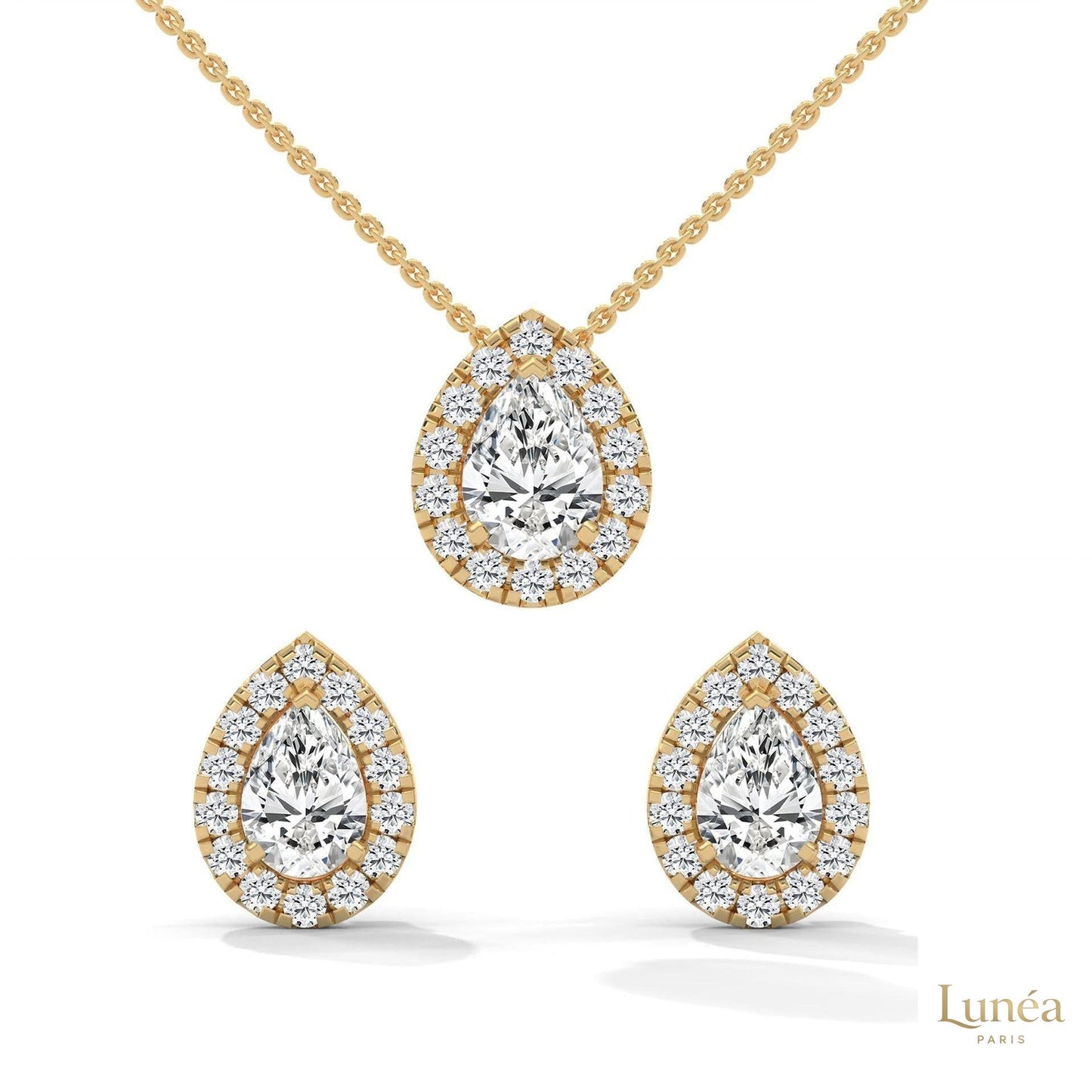 2.50 CT. Pear Halo Diamond Earrings