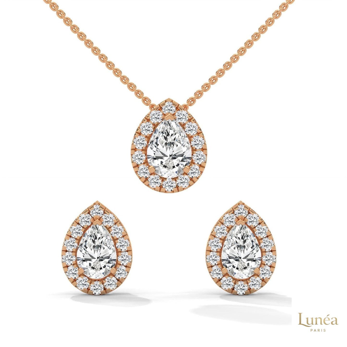 2.50 CT. Pear Halo Diamond Earrings