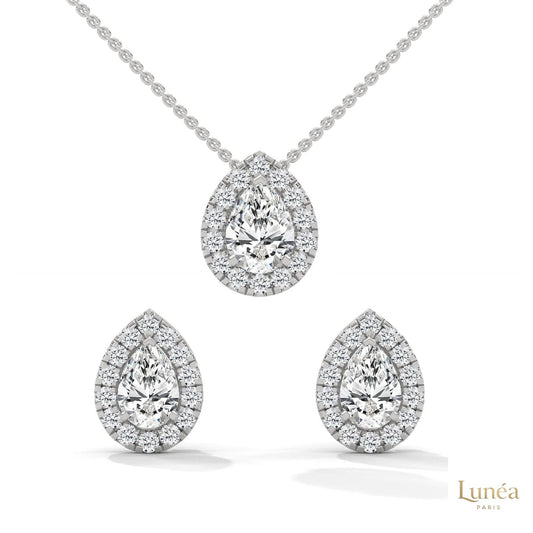 2.50 CT. Pear Halo Diamond Earrings