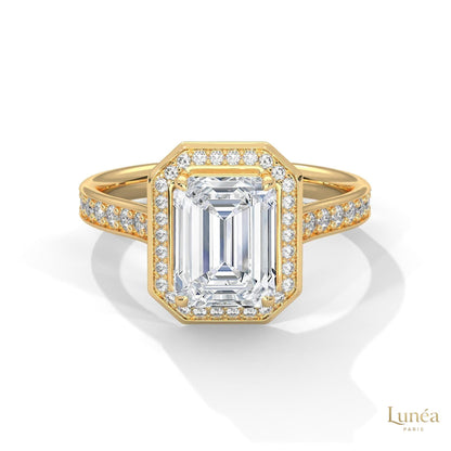 2.50 Ct. Emerald Cut Halo Engagement Ring