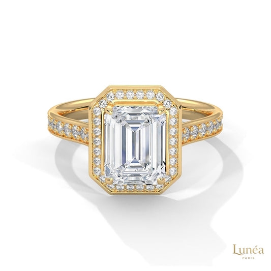 2.50 Ct. Emerald Cut Halo Engagement Ring