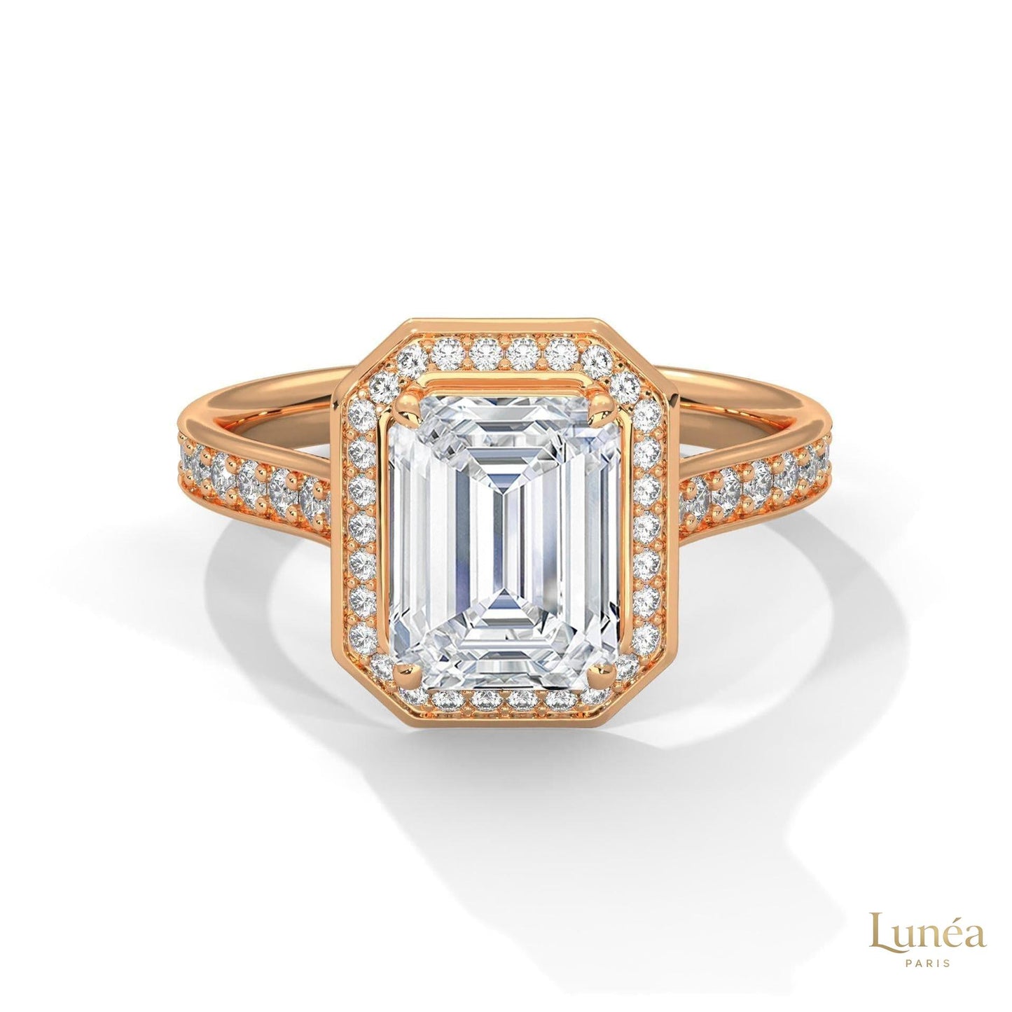 2.50 Ct. Emerald Cut Halo Engagement Ring