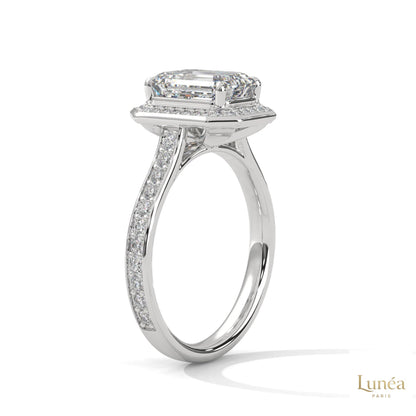 2.50 Ct. Emerald Cut Halo Engagement Ring
