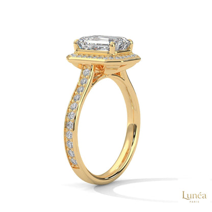 2.50 Ct. Emerald Cut Halo Engagement Ring