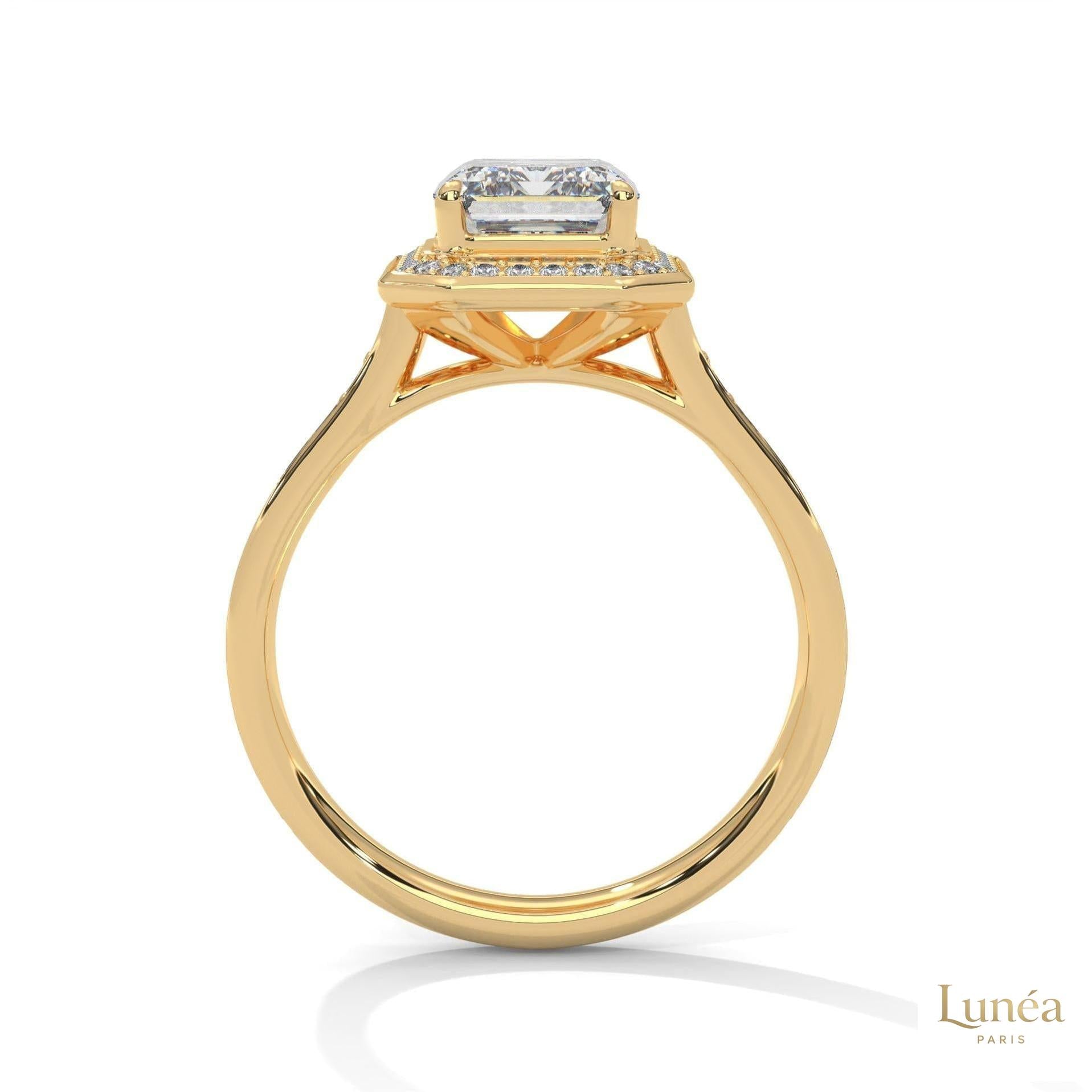 2.50 Ct. Emerald Cut Halo Engagement Ring