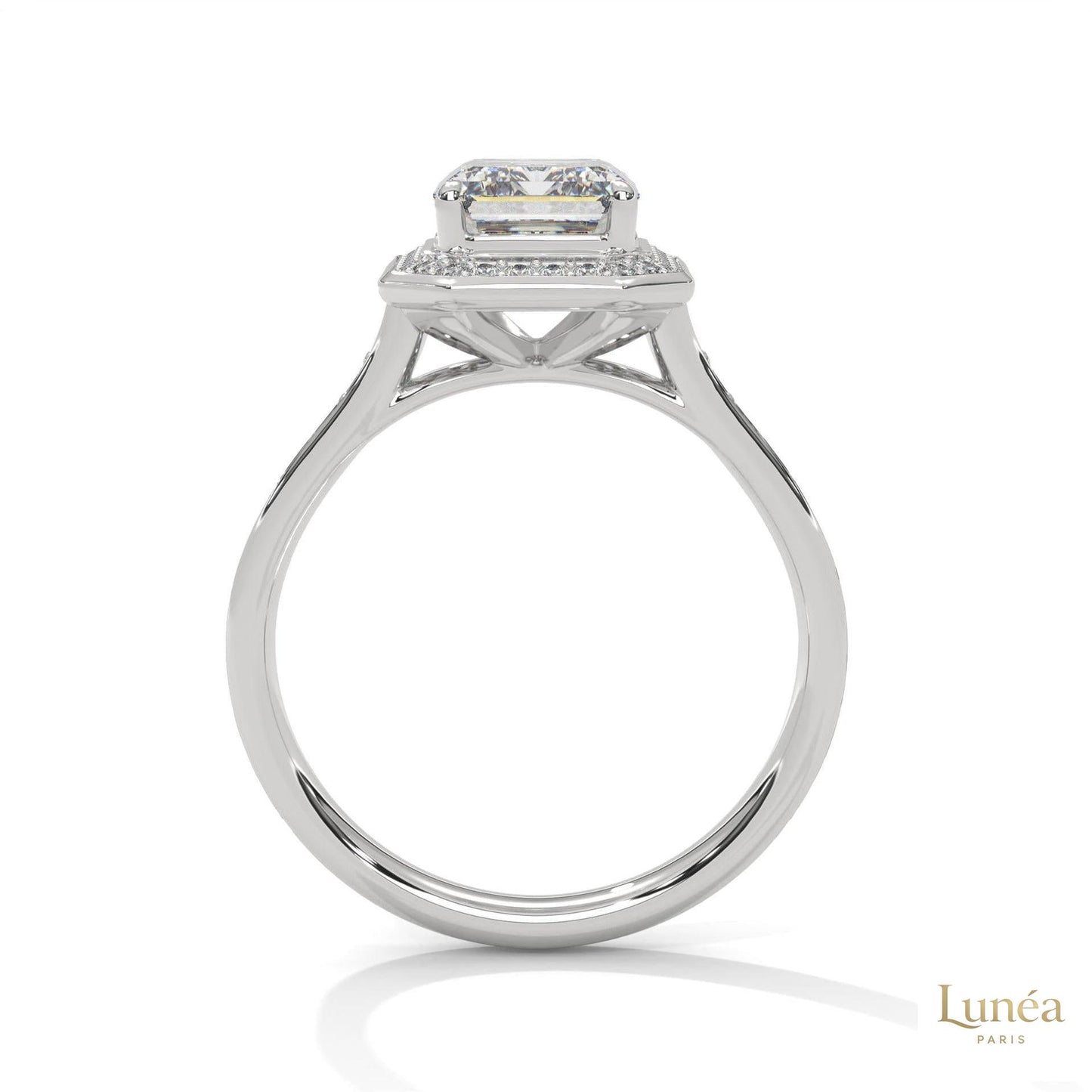 2.50 Ct. Emerald Cut Halo Engagement Ring