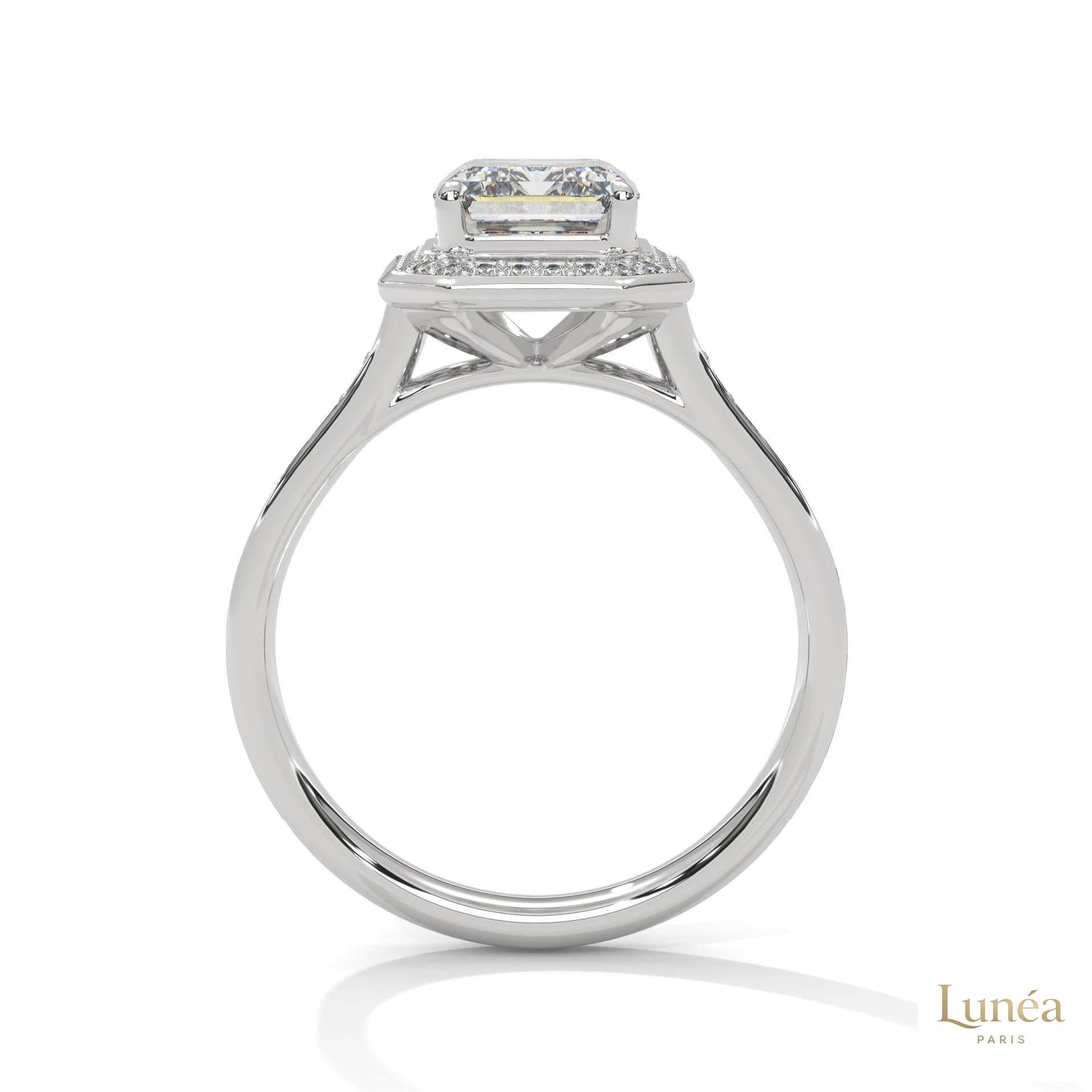2.50 Ct. Emerald Cut Halo Engagement Ring